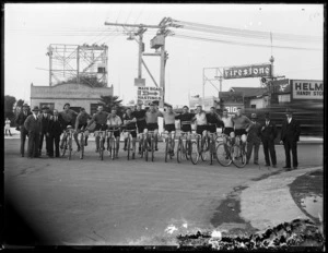 Male cyclists on their bicycles, Hastings area