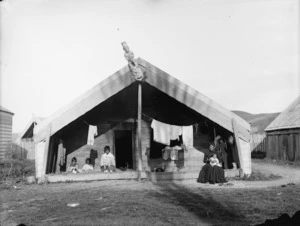 Carved house at Te Hauke, Hawke's Bay