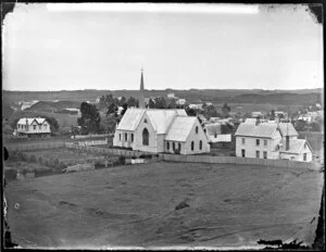 St Paul's Church [Presbyterian?], view from Manse and Wicksteed streets, Wanganui
