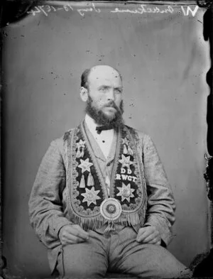 Mr W Mackure, wearing the collar of the DDRWGT (DD Right Worthy Good Templar), presented to him 1873