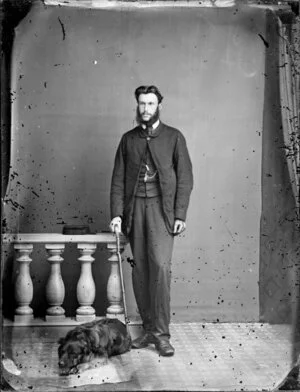 Unidentified man with his dog