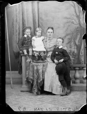 Mrs Austin with her children