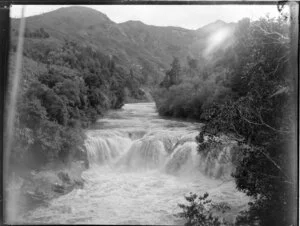 Middle falls on Ohura River, a tributary of the Whanganui River