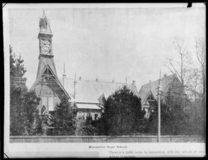 Wanganui Boys' School, wooden building with tower