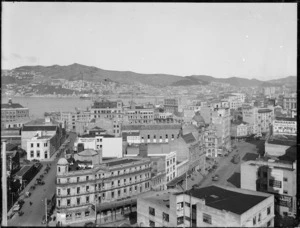 Part 2 of a 3 part panorama showing Wellington city buildings