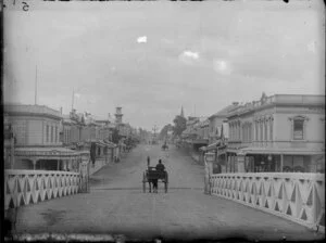 Victoria Avenue, Wanganui, looking from the bridge, including business premises of ironmonger John Duthie