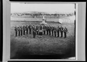 Band at the Wanganui racecourse prior to the departure for the South African War
