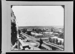 Looking down on Dr Saunders house, corner of Campbell Street and Guyton Street, Wanganui