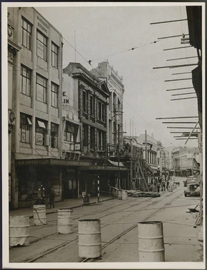 Manners Street in Wellington, after Wairarapa earthquake