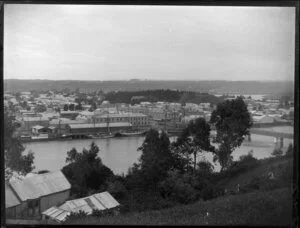 Panorama view looking across the river towards the town, Wanganui