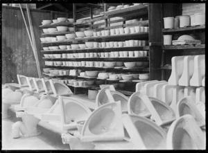 Interior view of the pottery works at Benhar, 1926.