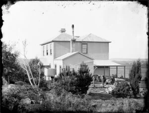 Two-storied wooden house, Man with horse, Wanganui
