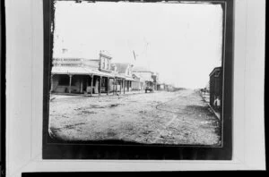 Street in Hawera, Taranaki, including Scott Nichol and Company's Hawera Butchery - Photograph taken by [S?] Collis