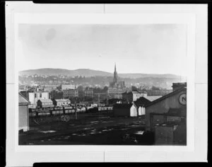 View of Dunedin city from the railway yards
