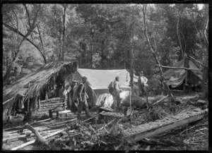 Men camping near the Waipapa River, 1918