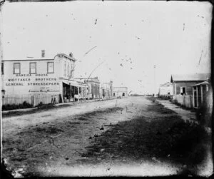 Street in Hawera, Taranaki, including Hawera House - Photograph taken by [S?] Collis