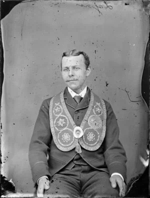 Mr Logan wearing the collar of the WAS (Worthy Assistant Secretary) of the Independent Order of Good Templars