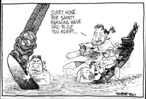 "Sorry, Hone. For safety reasons we've had to cut you adrift..." 9 February 2011