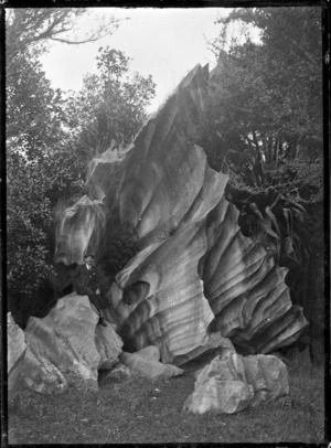 Shell Rock (limestone rock formation) at Ruatangata, 1923