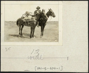 Mounted signalman cable laying in the Egyptian desert.
