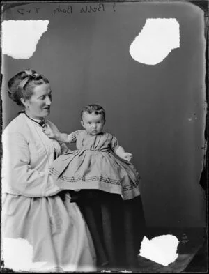 Mrs J Bell and infant- Photograph taken by Thompson & Daley of Wanganui