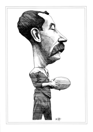 Webb, Murray, 1947- :[Caricature of Dave Gallaher. 1990].
