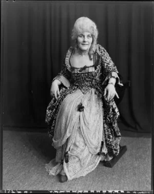 Allan Wilkie Theatre Company, female actor, in theatrical costume
