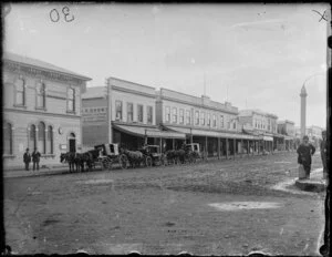 Wanganui street scene with horses and carriages, Victoria Avenue