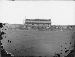 Race course at Wanganui, with grandstand and carriages