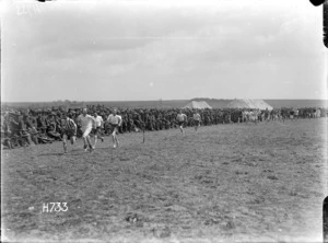 Soldiers taking part in a mile race, Authie, France