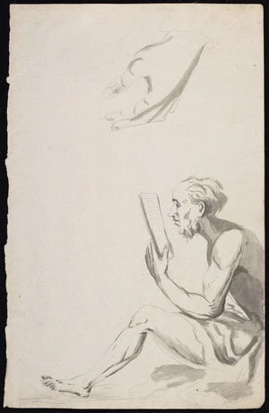 Ellis, William Wade, d 1785 :[Man reading. Detail of hand. ca 1778]