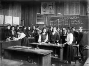 School girls attending a class at Stratford Technical School