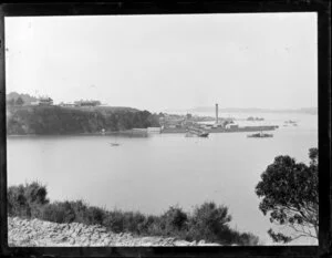 Stanley Bay, Devonport, Auckland, including boats and a factory