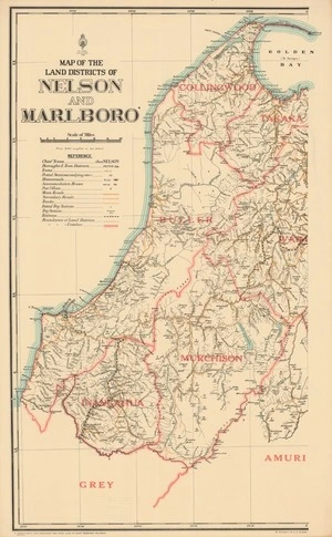 Map of the land districts of Nelson and Marlboro'.