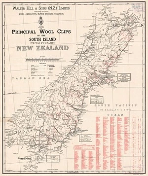 Principal wool clips of the South Island (Te Wai-Pounamu), New Zealand / drawn by W.G. Harding.