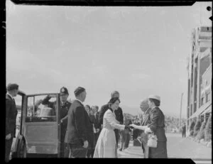 Queen Elizabeth II arriving at the Ford Motor Company, Lower Hutt, Royal Tour 1953-1954