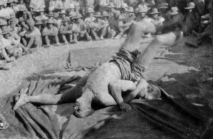 Soldiers wrestling, Palestine campaign, World War I