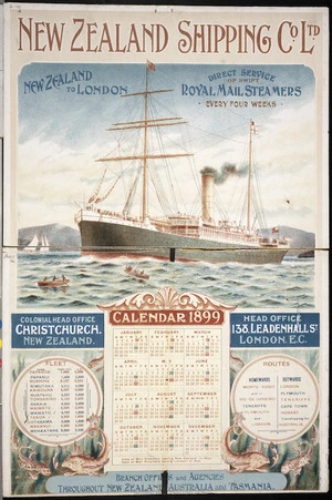 Presants, Philip Robert, 1867-1942 :New Zealand Shipping Co. Ltd. Calendar 1899.