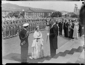 Queen Elizabeth II at Parliament Buildings for the ceremonial opening of Parliament, Royal Tour 1953-1954