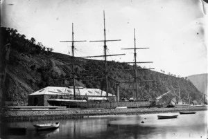 The sailing ship Christian McAusland in the graving dock at Port Chalmers
