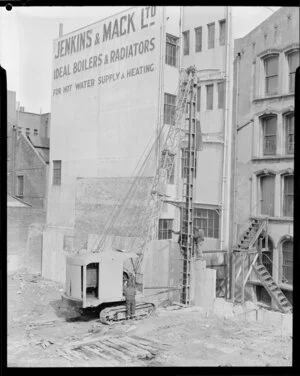Building construction site, Investment House (head office of the Public Service Investment Society), Wellington