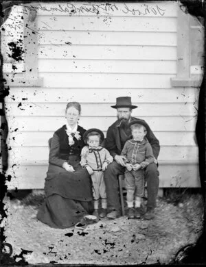 Mr Collins, schoolmaster, Palmerston North, with his wife and two children