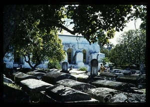 Gravestones beside the London Missionary Society Church at Matavera