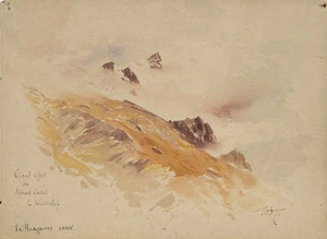 Hodgkins, William Mathew 1833-1898 :Cloud effect on Mount Cecil, L[ake] Wakatip[u]. 1885. W H