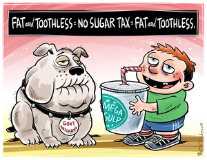 Fat and toothless=No sugar, Tax=Fat and toothless