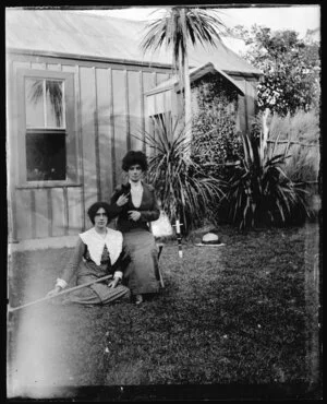 Two women in garden