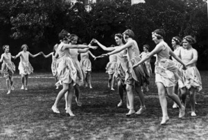 Wellington Girls College students in costume dancing in the open air