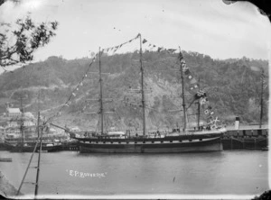 The sailing ship 'E P Bouverie' [i.e. Edward P Bouverie] berthed at Port Chalmers