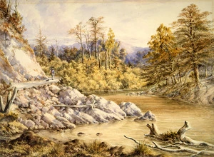 Barraud, Charles Decimus 1822-1897 :[Upper Hutt River, near junction of the Mangaroa River] 1886