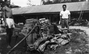 Scrap metal at Rarotonga, to be sold for the war effort